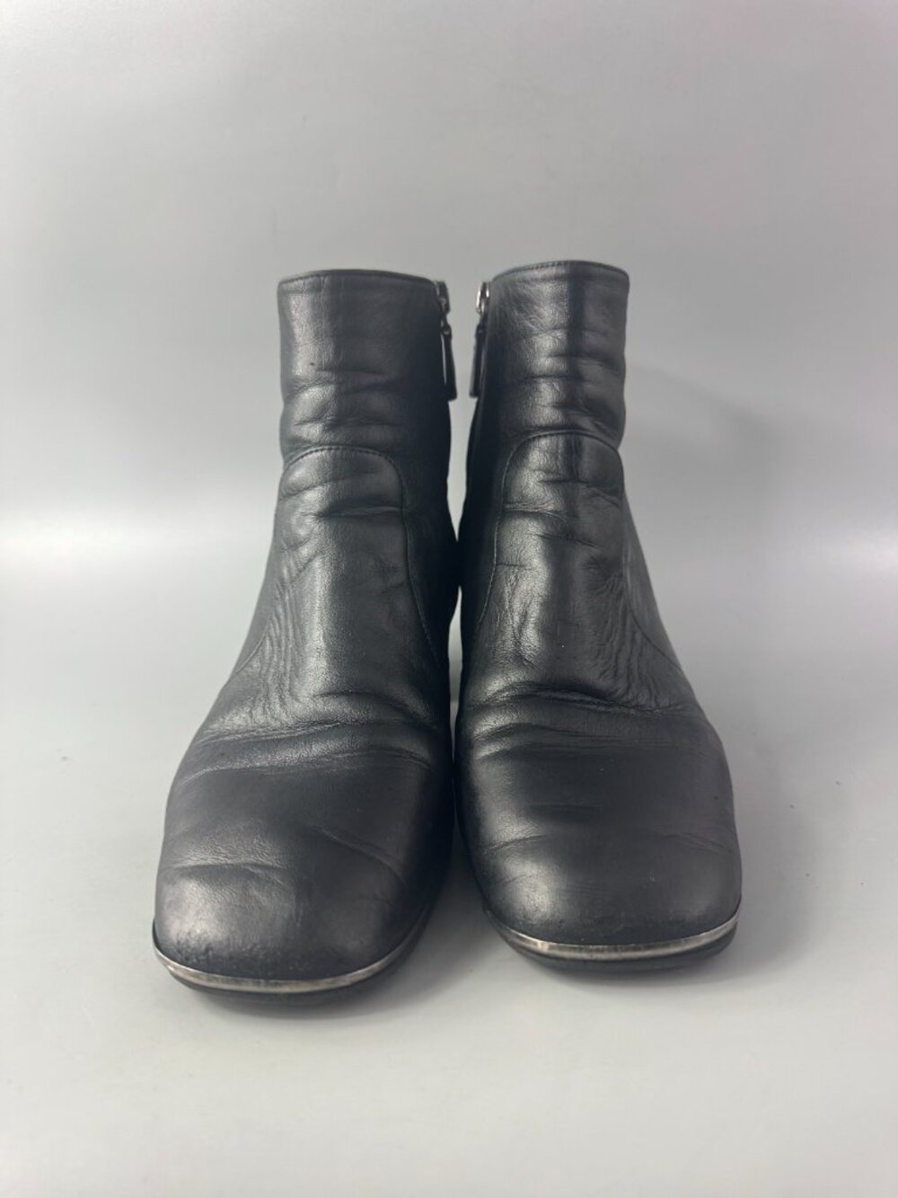 Authentic Prada Black Lamp Skin Leather Ankle Boots, Size 39 - Picture 3 of 15